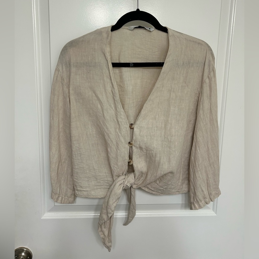Beige Linen Top